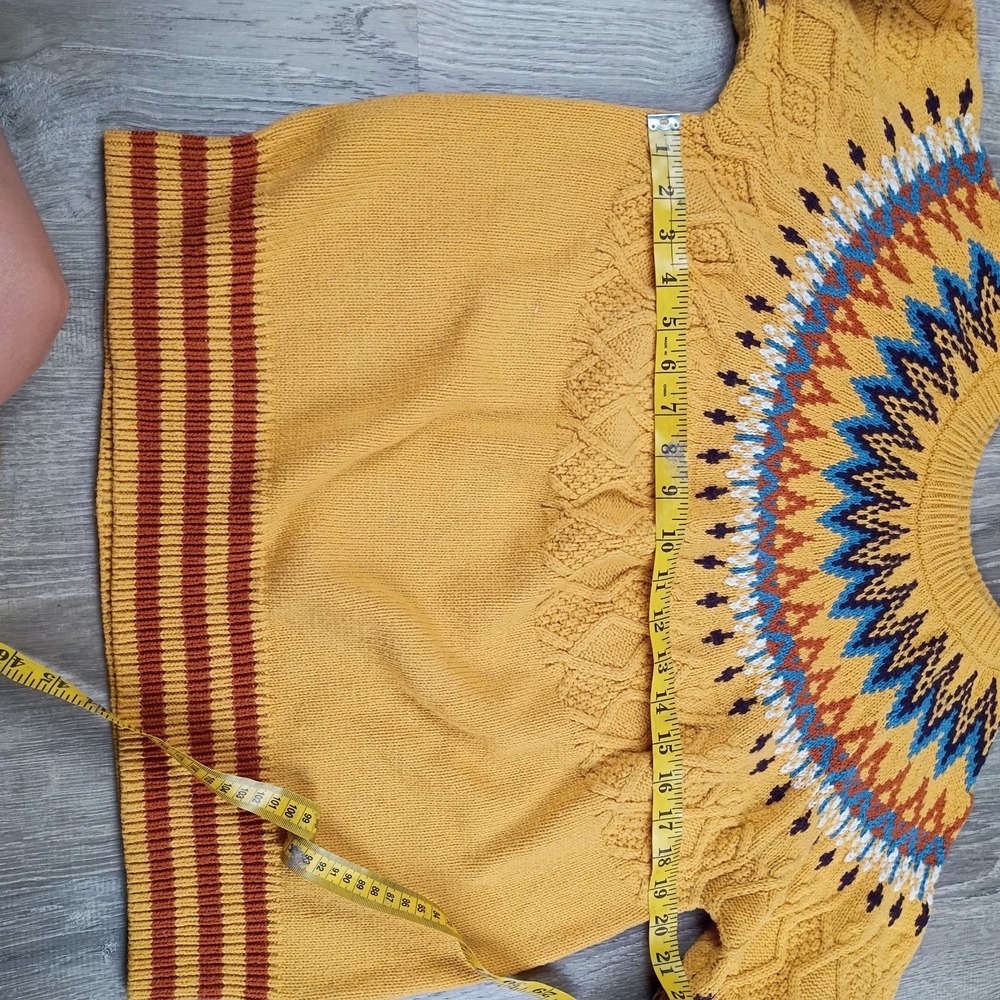 Sundance Women's Sz S Yellow Sweater Fair Isle Nordic Boho Cotton Wool Blend - Picture 5 of 11